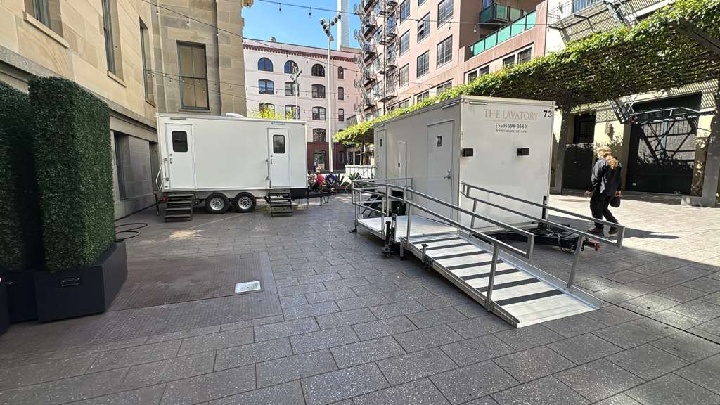 The Lavatory Texas luxury restroom trailer fleet. Restroom shower laundry combo bunkhouse trailers