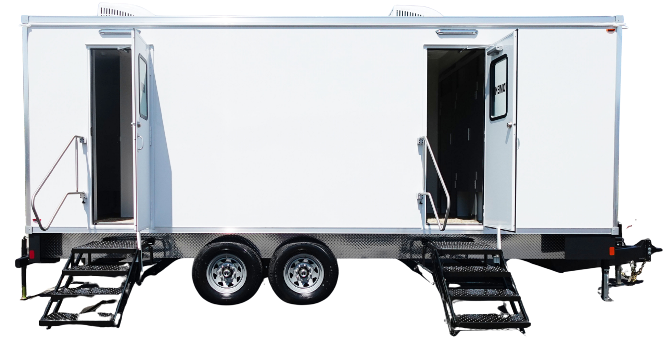 The Lavatory Texas 9 Station Luxury Restroom Trailer. Transparent product photo